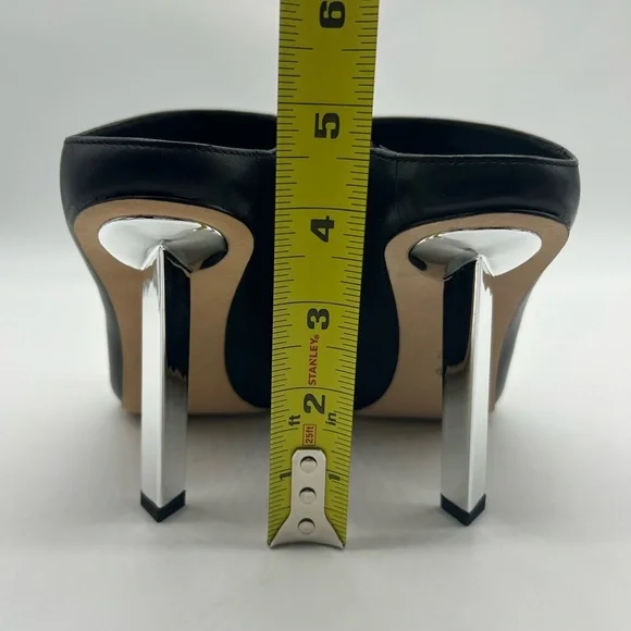 Michael Kors Halle Mule Pump Leather Black Pointed Toe Heels Size 8.5M NIB - Picture 7 of 15